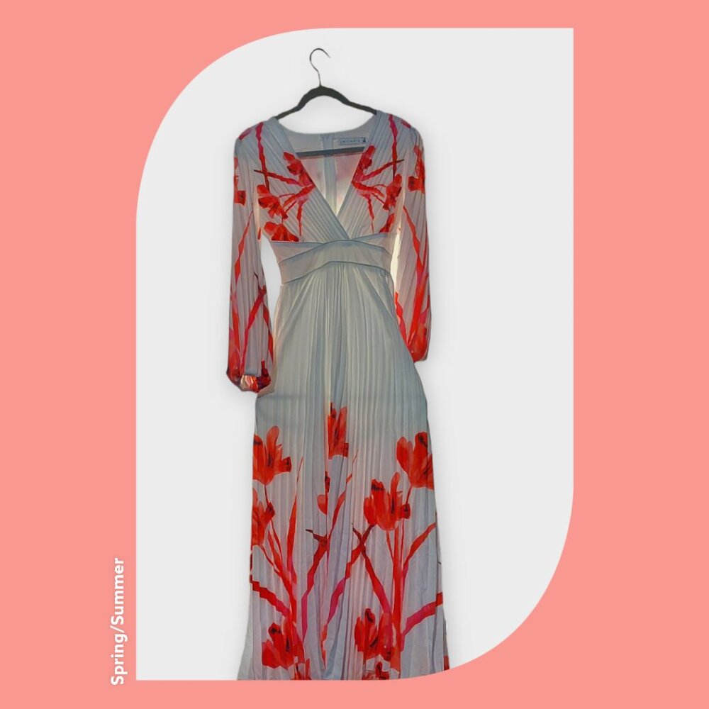 Pleated Flower maxi dress